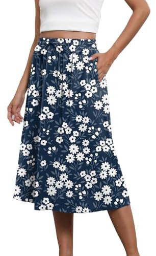 Damen A-Linie Langer Rock und Lagen-Maxiröcke Boho-Röcke für Frauen, trendiger Sommer, fließend, Blumen-Midiröcke mit Taschen, leichter Kordelzug, hohe Taille, schwarzer Mini-Rüschenrock, Halloween,