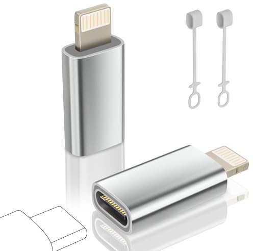 layajia 2 Stück USB C zu Lightning Adapter, Typ C Buchse zu Lightning Stecker Adapter für i Phone 14/13/12/11/i Pad/Air/Airpods, unterstützt Laden und Datenübertragung, Nicht für Kopfhörer/Audio/OTG