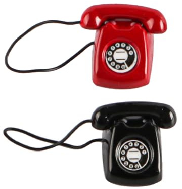 Tiardey Teléfono de aleación Retro de simulación en Miniatura, Accesorios para escenas en Miniatura, Adornos para Dormitorio, Cabina telefónica, periódico, Elemento Retro Decorativo