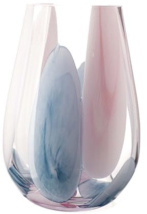 Mittelgroße konische Kuppelvase in Rosa, Blau und Transparent (Cotton Candy) (19 cm)