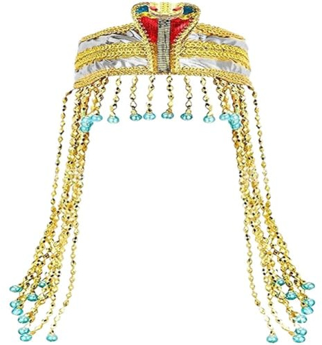 Glixoft Ägyptisches Stirnband Für Frauen, Ägyptischer Kopfschmuck, Krone, Schlange, Perlen-Kopfschmuck, Ägyptisches Kostümzubehör, Cleopatra, Cosplay, Partyzubehör