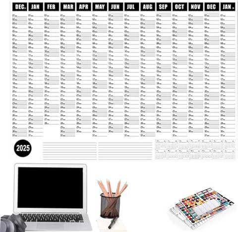 Wandkalender 2025 - Digitaler Wandkalender Touchscreen | Jahresplaner 2025 A2 Jahresplaner Wandkalender Flexibel Jahresplaner | Dicker Ganzjahreswandkalender | Jahresplaner für Ziele