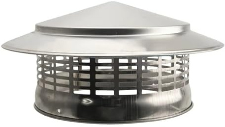 200mm Chimney Cap, Stainless Steel Vent Cover Windproof Roof Exhaust Pipe Vent Mesh Protector Cap, Roof Flue Cowl with Bird Guard, Metal Rain Snow Hat for Chimney