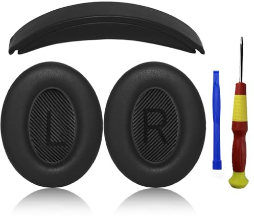 Aiivioll Ear Pads Cushions+Headband,Replacement Kit for Bose QuietComfort 35 QC35 QC35II Headphones,Easy To Install Black