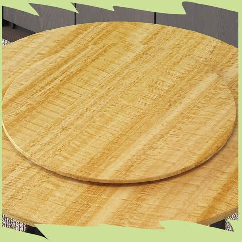 Plateau tournant Lazy Susan de 80 cm pour table de salle à manger, grande assiette de service de 60 cm, plateau rond en bois facile à partager des aliments, grain de bois clair (50,8 cm x 50 cm)