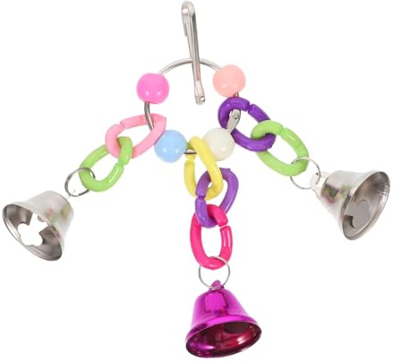 BESPORTBLE Perroquet Suspendu Coloré avec Cloche Solide pour Perruches Cockatiels et Oiseaux Anneau Dexercice et Mastication Accessoire de Cage Facile à Installer et Stimulant