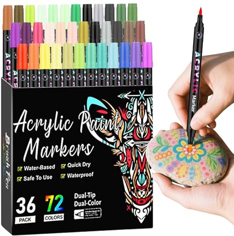 Generico Set Pennarelli Acrilici | 72 Colori Doppia Punta,Materiale di Scrittura per Ufficio Scuola Casa Decorazioni