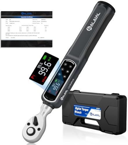 ALAIAL 3/8 Digital Torque Wrench 1.5-99.6Ft.Lb/2-135Nm, ±2% Accuracy Electronic Torque Wrench with LED Display, Buzzer & Vibration Alert for Automotive, Car, Motorcycle, Bike Repair, Mechanics, DIY