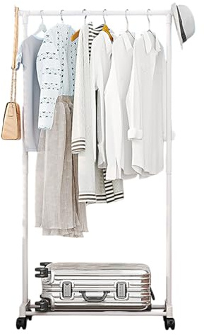 Vgvgaj Kleiderständer auf 4 Rollen 130x60cm Kleiderstange aus PP Kohlenstoffstahl Aufbewahrungsständer Für Schuhe Hüte Multifunktional platzsparend Für Wohnzimmer Schlafzimmer Kinderzimmer