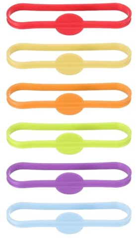 Hemobllo 6pcs Silicone Drink Marker Bands for Wine Glasses and Beer Bottles, Multi-color Glass Identifier Rings for Cocktail Parties, Weddings, and Festive Entertaining