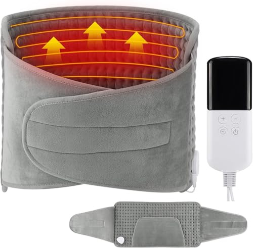 Elektrische Heizkissen, Wärmekissen für Taille und Rücken, Bauch,122x30cm Elektrisch Heating Pad mit Abschaltautomatik, 10 Temperaturstufen und 4 Zeiteinstellungen(grau)