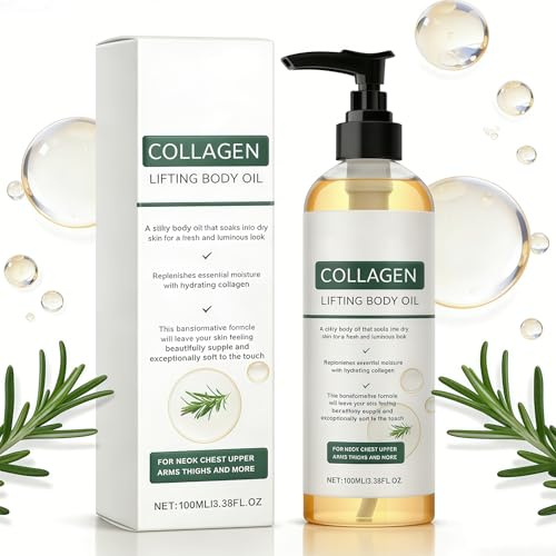 Collagen Oil for Skin Tightening, Glow Essence, Skin Tightening for Scars, Wrinkles, Stretch Marks, Neck, Chest, Arms, Legs & Stomach 1Pc