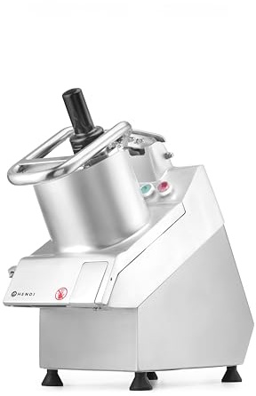 HENDI Gemüseschneider, Set inklusive 5 Schneidscheiben, Auswerferscheibe, geeignet für großes Gemüse, Große Öffnung mit Druckhebel, 230V/750W, 500x250x(H)470mm, Aluminium, Edelstahl, ABS