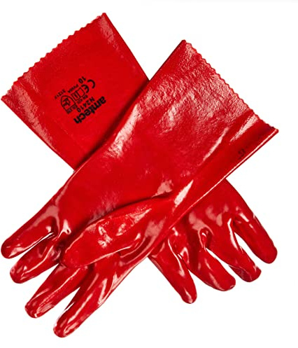 Amtech N2410 Gauntlet Gloves XL (Size 10) Heavy Duty, Suitable for the dirtier cleaning and maintenance tasks, Red