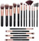 AMMIY Pinceles de Maquillaje Rose Golden de 18 Piezas Brochas de maquillaje de Primera Calidad Set Para Cara y Ojos, Pinceles Sintéticos Para Correctores en Polvo de Base Blush Eyeshadow
