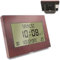 Fishtec Horloge Réveil Numérique Murale Radiopilotée - Calendrier Date Jour et Heure - Grands Chiffres - 8 Langues - Température Ambiante - Accroche Murale ou sur Pied - 23 x 16 CM - Motif Bois