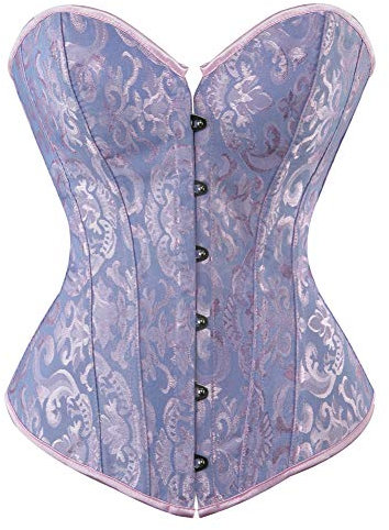 Grebrafan Vintage Corsés y Bustiers Brocado Acero Corset (EUR(38-40) XL,Azul)