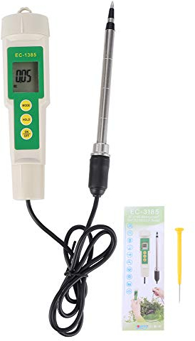 Bodentester, Pflanzenerde Soil Tester Tragbarer Boden-EC/TDS/CF-EC-3185 Leicht zu lesender hochgenauer Salzgehaltmesser für Garten, Bauernhof, Gartenpflanzen im landwirtschaftlichen Gartenbau