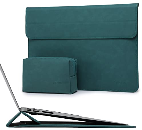 HYZUO 15-16 Zoll Laptop Hülle Laptophülle mit Standfunktion für MacBook Pro 16 M4/M3/M2/M1 Pro/Max 2025-2019, XPS 15, MacBook Pro 15 2015-2012, Samsung Galaxy Book Flex/Pro 15, Dunkelgrün