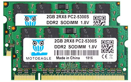 4GB (2x2GB) PC2 5300 SODIMM RAM DDR2 667MHz 2Rx8 2GB DDR2 5300s PC2 666MHz Arbeitsspeicher 200-Pin CL5 1,8V Notizbuch für iMac,Mac mini,MacBook,MacBook Pro,Intel