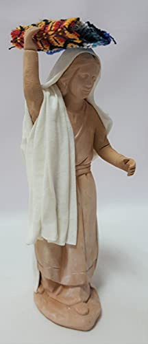 Arte Pesebre Figuras para Pintar Pastora con Alfombra en la Cabeza para Pintar (14 cm)
