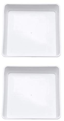 Happyyami 2 Pièces Plateau De Jardinière Carré Bases De Pots De Plantes Bac Inférieur De Jardinière Bac Dégouttage pour Soucoupe à Plantes Mis en Pot Plastique Pot De Fleur Planteur Blanche