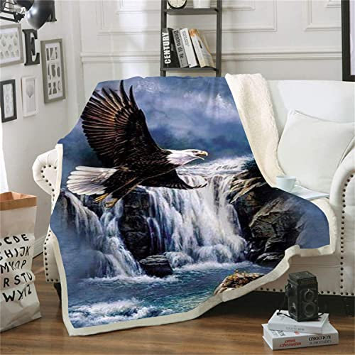 TXZSTGB Bedruckte Fleecedecke, Adler-Tier-Überwurfdecke für Couch, Fleecedecke, Sofa, Bett und Bett, Ganzjahresdecke (150 x 200 cm), 3D-Druckdecke