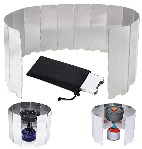 Pare Vent Pliable Rechaud,14 Plaques Pare-Brise de Camping,Pare-Vent Pliable Rechaud Aluminium,Assiettes Pare-Vent de Camping,pour Camping Randonnée Pique-Nique Cuisinière à Gaz