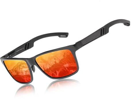 KINGSEVEN Männer Polarisierte Sonnenbrille Aluminium Magnesium Sonnenbrille Fahren Gläser Rechteck Shades Für Männer Oculos masculino Männlich (Schwarz Rot)