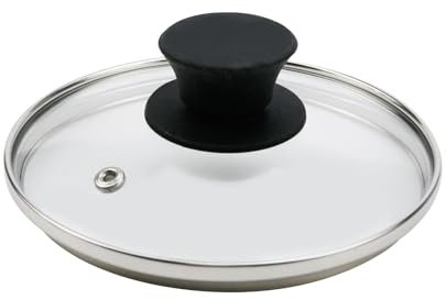 Woogim 304 Single Hole Stainless Steel 6 Inch Glass Pot Cover with Silicone Knob Handle for Cookware Bakeware Lids for Frying Pan Wok Pot 1 Pcs Clear