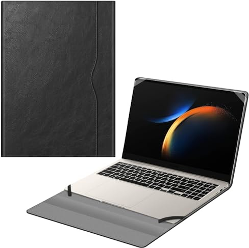 Fintie Hülle für 16 Zoll Samsung Galaxy Book 5 Pro 360, Galaxy Book 4 Edge - Premium Folio Schutzhülle mit Dokumentschlitze, Schwarz