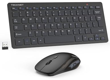 TECKNET Wireless Keyboard and Mouse Combo, Mini Cordless Computer Keyboard and Mouse Set 2.4GHz, Silent Adjustable 1600 DPI, Quiet Click, Lag-Free for Computer, Laptop, PC, Windows, Mac, Chrome OS