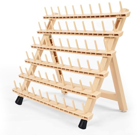 lightmay Braiding Hair Rack with 60 Pegs Standing Versatile Extension Hair Holder with 60 Spools - Ergonomic Braid Stand for Stylists - Time-Saving (wood)
