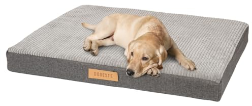 Petsen Orthopädisches Großes Hundebett, Hund Kissen Hunde-Matratze mit Waschbarer Abdeckung, Gelenkschonend Hundesofa Hundematte mit Gravieren Namen (Grau, L 90 cm x B 70 cm x H 10 cm)