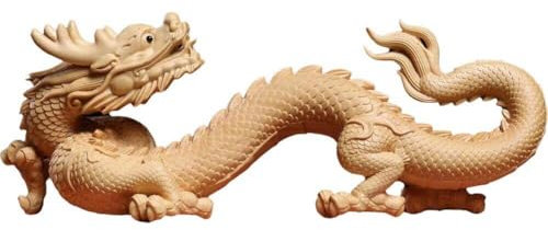 Casiler Escultura De Madera De Boj, Estatua De Dragón, Mascota De Madera Maciza, Escultura De Madera De Dragón del Zodíaco, Decoraciones Talladas Feng Shui