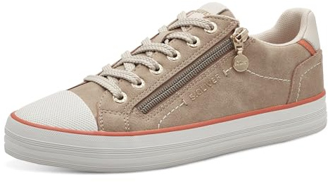s.Oliver Damen Sneaker flach mit Reißverschluss Low Top, Beige (Light Taupe), 39 EU