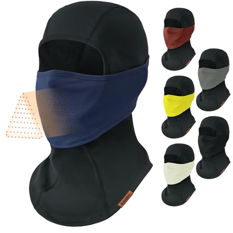 Passamontagna da uomo con maschera da sci, antivento, scaldacollo, fodera termica per ciclismo, moto, snowboard, sci, blu scuro