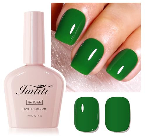 Imtiti Emerald Green Gel Polish - Deep Dark Green Nail Varnish for Winter & Christmas Nails | UV/LED Soak Off, Long Lasting Salon & DIY Gel Manicure (10ml)