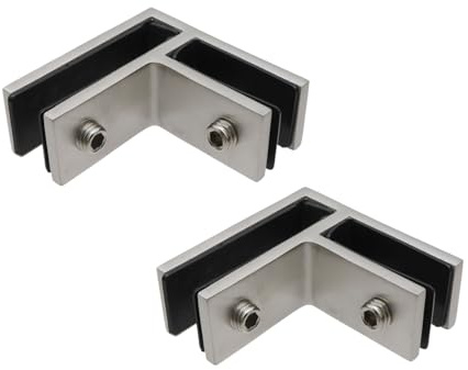 HEVSTIL 2 PCS Glass Clamp, Glass Railing Clamp 90 Degree, Stainless Steel 304 Railing Glass Brackets For Fence Glass, Balustrade,Fit for 3/8-1/2,Silver