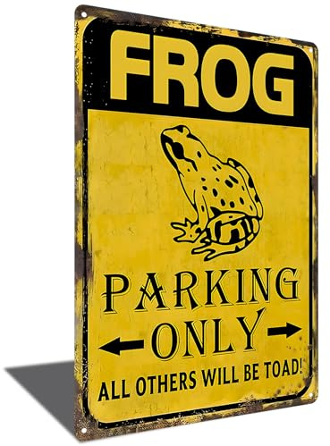 Frog Parking Only Tin Sign Frog Wall Decor Vintage Frog Room Signs Funny Frog Parking Sign Cool Stuff Frog Sign Retro Frog Metal Tin Signs Frog Decor 8x12 Inch (2477)