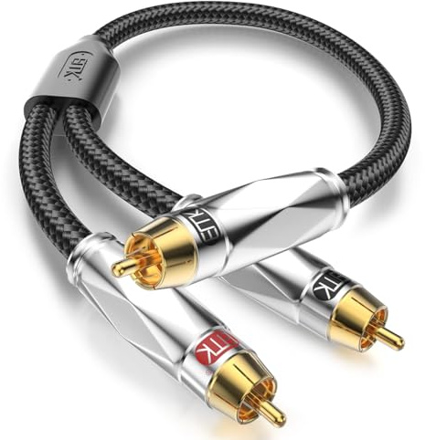 EMK RCA Y-Splitterkabel – 1 Stecker auf 2 Stecker, strapazierfähiger, vergoldeter Subwoofer-Splitter für Heimkino (1 m)