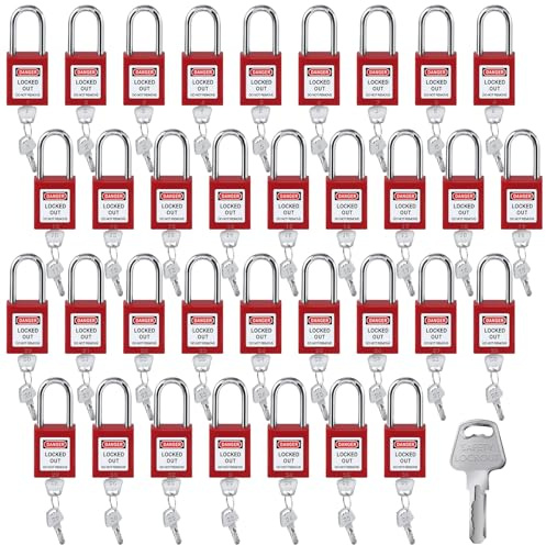 Landhoow 36 Set Lockout Tagout Locks Set, Safety Padlock, Loto Locks Keyed Differently Lock 2 Keys Per Lock Tag Out Padlocks for Electrical Lockout Tag Out Stations and Devices Kits (Red)