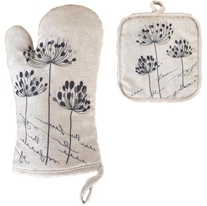 Ensemble de gants de barbecue en lin et maniques, gants de four pour la cuisson, le barbecue, gants de cuisine pour barbecue, gants de four, gants de cuisson