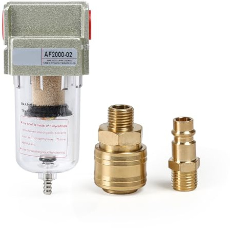 DewinLVD Druckminderer Druckluft 1/4 Zoll Wasserabscheider Druckluftfilter mit Wasser- und Ölabscheider mit Schnellkupplung Druckluftfilter für Druckregler Kompressor
