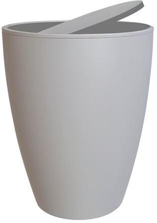 Blue Canyon Boda Swing Lid Bin, 12 L Capacity, Rubbish Bin for Bathroom & Bedroom, Plastic Construction, Compact & Lightweight, Rubbish Storage for Kitchen, Swing Lid, Space Saving Design, Grey