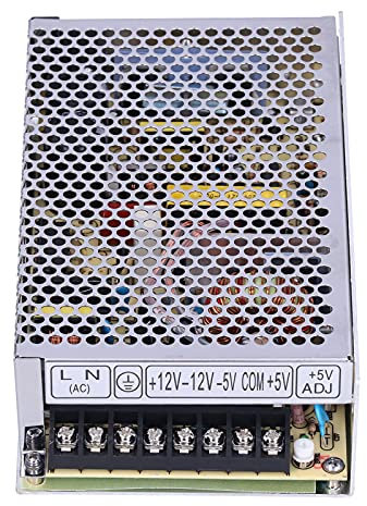 Fuente de Alimentación de Conmutación de Aleación de Aluminio 120W 115/230VAC Entrada 5V/11A 12V/4A -5V/1A -12V/1A CC con Carcasa Duradera para Entornos Duros