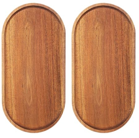Linwnil Bandejas de madera para servir, tablas de charcutería, platos ovalados de madera, plato de servir queso, platos a granel para postre, aperitivos, pan, platos de frutas (30 x 14, 2 unidades)