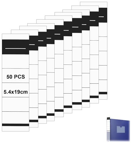 Chovbe Rückenschilder Ordner 50 Stück – Ordner Etiketten Selbstklebend 5.4x19cm, Rückenschilder Selbstklebend Breit für 8 cm Ordner, Weiß, Praktisch für Büro & Archiv