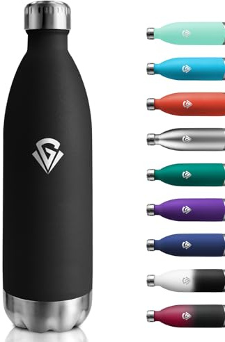 Thermosflasche 1L, Thermoskanne Doppelwandig Kohlensäure Geeignet, BPA-Frei Wasserflasche Auslaufsicher, Trinkflasche Isoliert Edelstahl für Uni, Arbeit, Reisen, Sport, Outdoor, Jungen, Mädchen