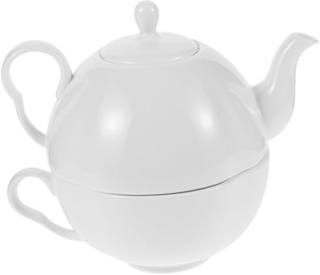 KOCKSHION Ensemble Théière et Tasse en Porcelaine de 620ml pour Boissons Chaudes avec Design Classique Anglais, Surface Lisse, Cuisine et Usage Domestique